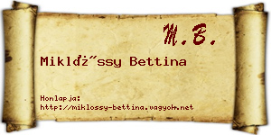 Miklóssy Bettina névjegykártya